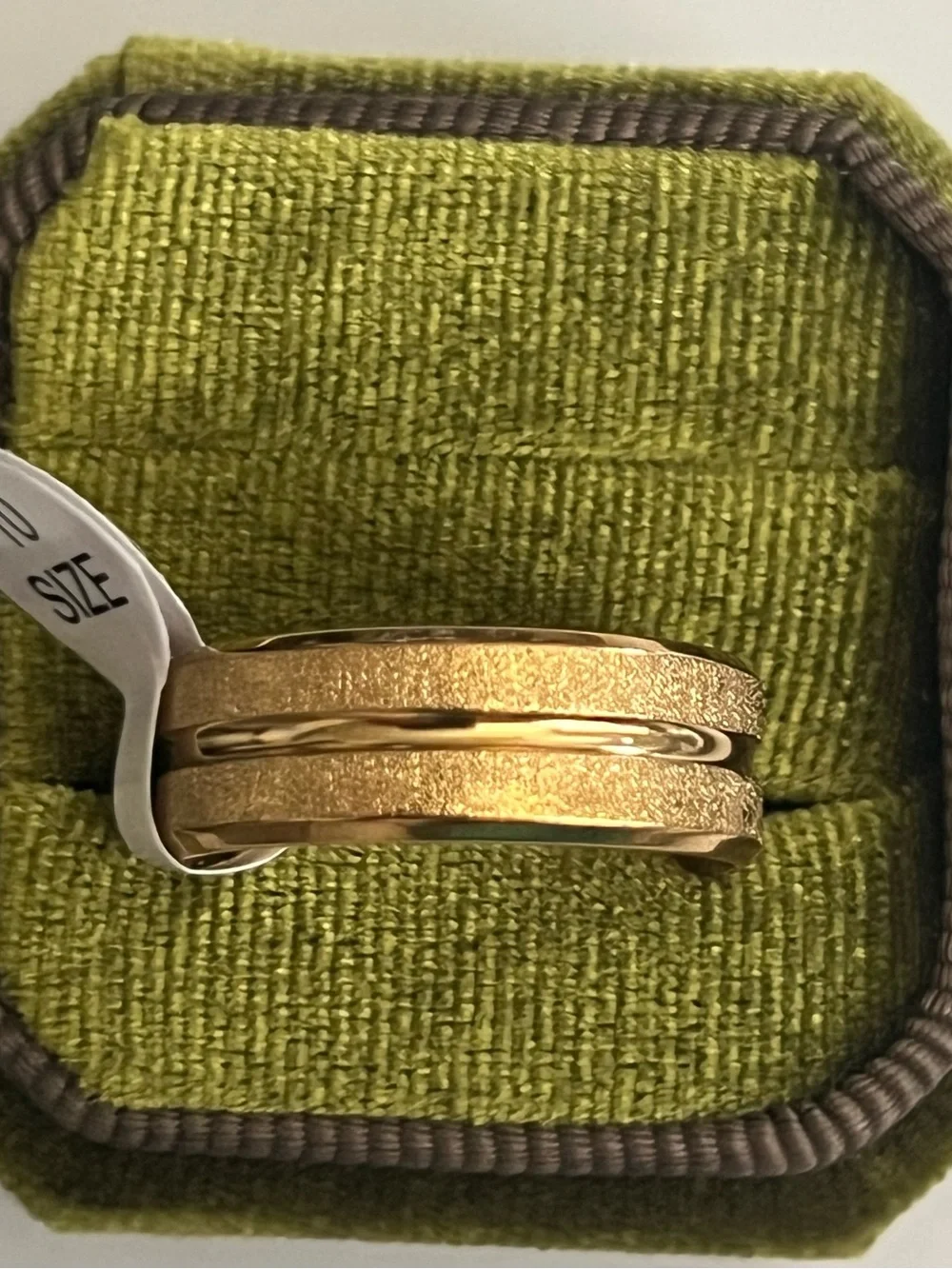 Men's Titanium Steel Gold Textured 8mm Band Size 10